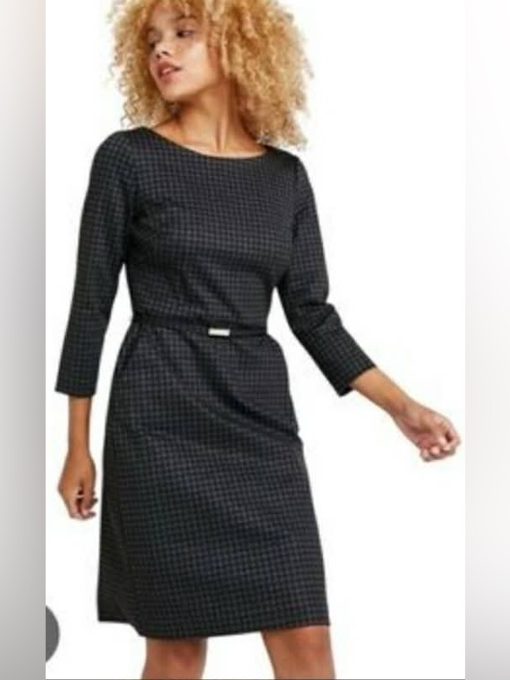 Classic Black & Gray Check Sheath Dress - Women's Work Dress